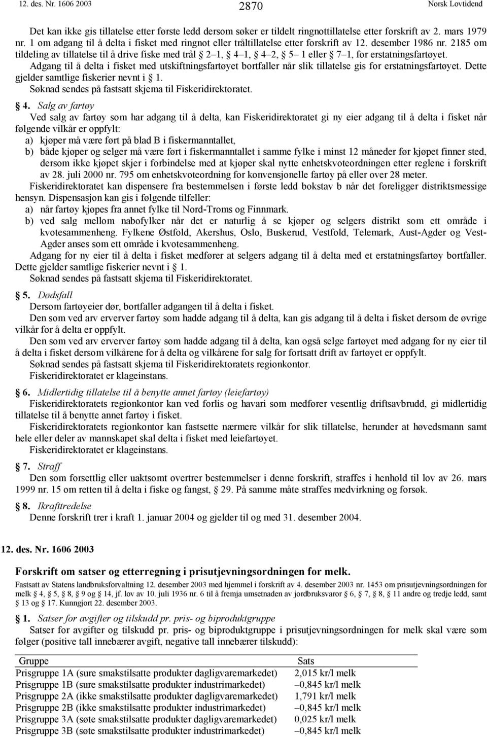 2185 om tildeling av tillatelse til å drive fiske med trål 2 1, 4 1, 4 2, 5 1 eller 7 1, for erstatningsfartøyet.