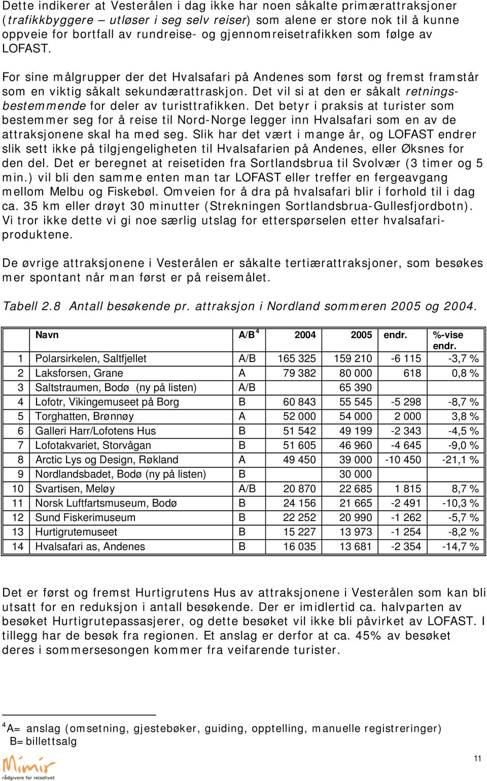 Det vil si at den er såkalt retningsbestemmende for deler av turisttrafikken.