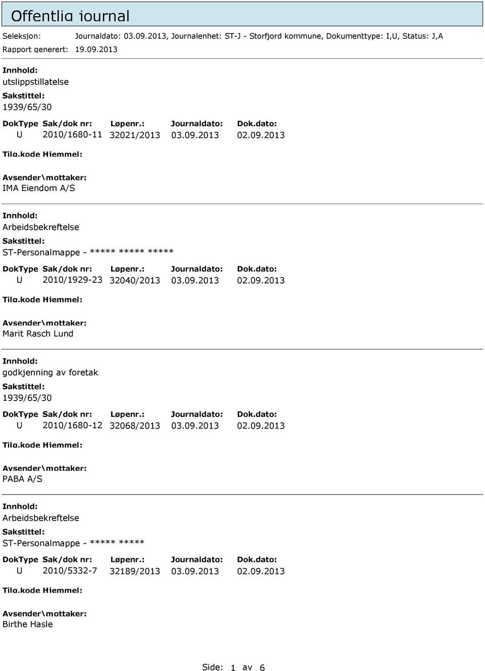 2013 nnhold: utslippstillatelse 1939/65/30 2010/1680-11 32021/2013 MA Eiendom A/S nnhold: