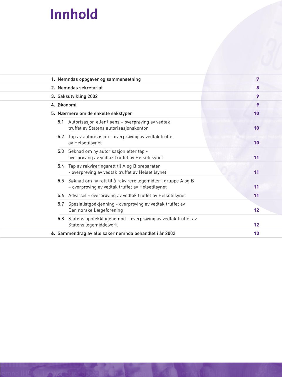 3 Søknad om ny autorisasjon etter tap - overprøving av vedtak truffet av Helsetilsynet 11 5.4 Tap av rekvireringsrett til A og B preparater - overprøving av vedtak truffet av Helsetilsynet 11 5.