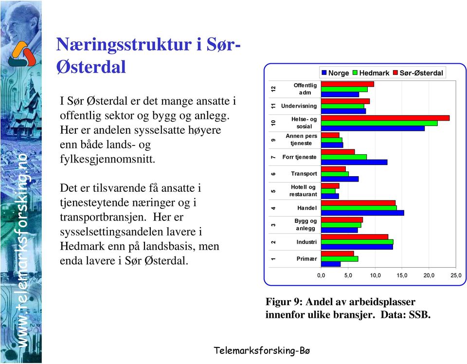 Her er sysselsettingsandelen lavere i Hedmark enn på landsbasis, men enda lavere i.