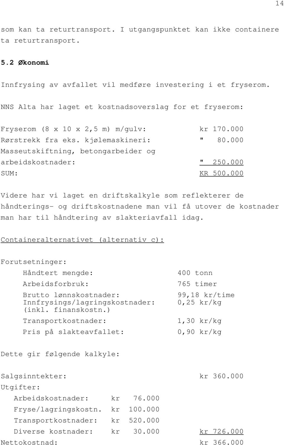 000 Masseutskiftning, betongarbeider og arbeidskostnader: " 250.000 SUM: KR 500.