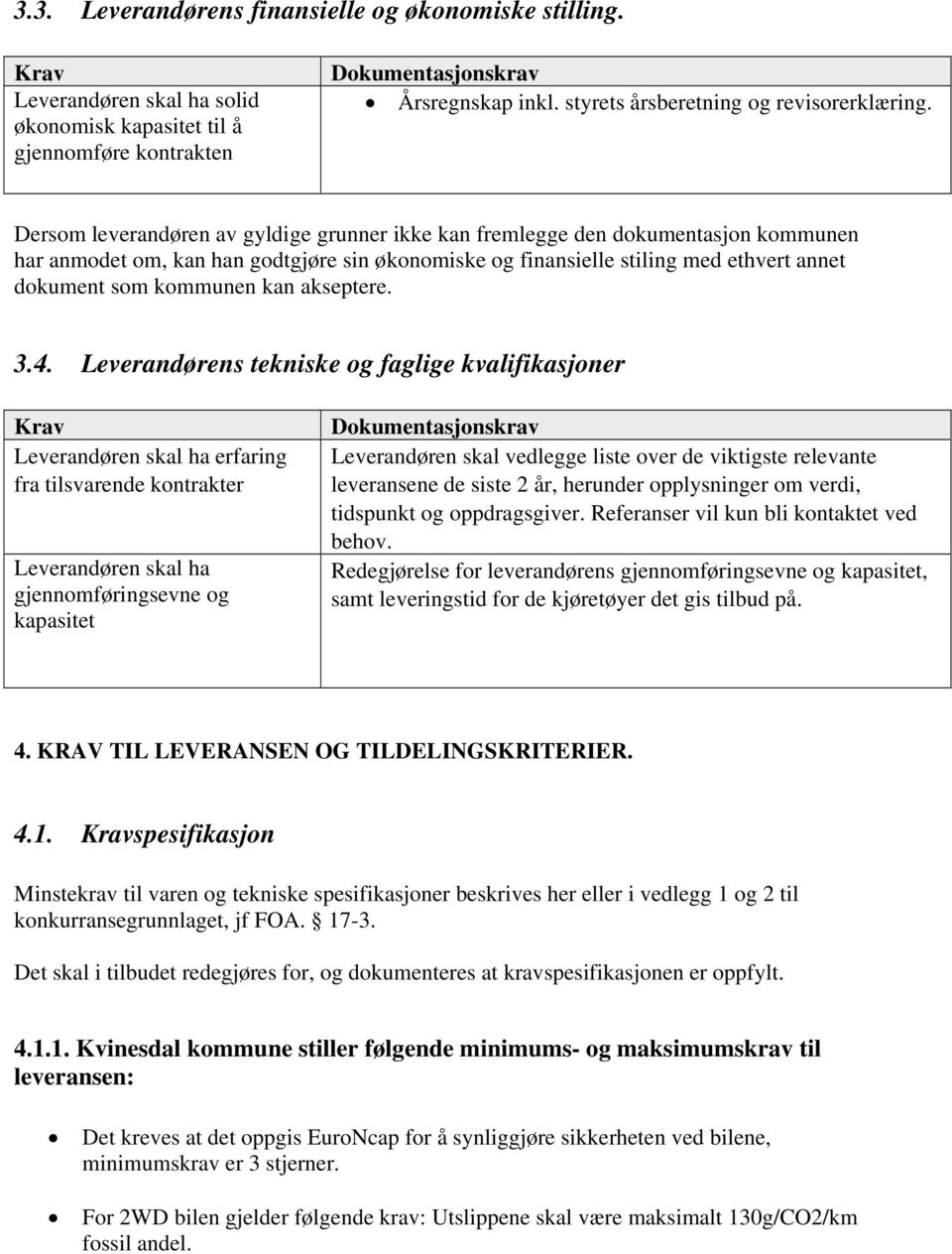 Dersom leverandøren av gyldige grunner ikke kan fremlegge den dokumentasjon kommunen har anmodet om, kan han godtgjøre sin økonomiske og finansielle stiling med ethvert annet dokument som kommunen