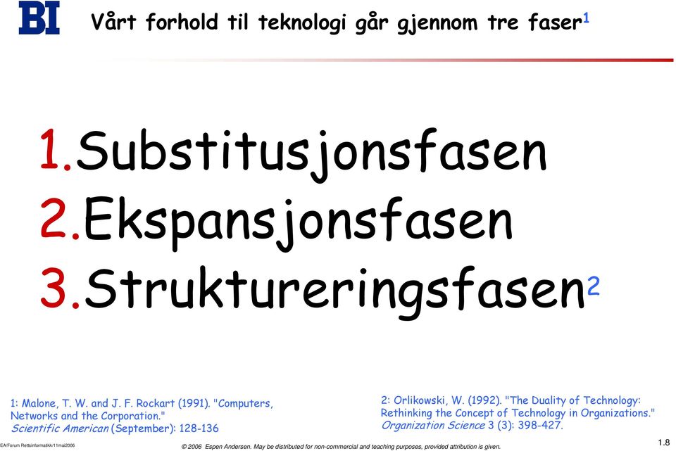 " Scientific American (September): 128-136 2: Orlikowski, W. (1992).