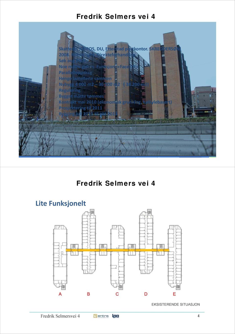 «Face lift» Parallelloppdrag Henge lamellene sammen Nybygg 4 000 m2 36 500 m2 ( 38 200 m2)