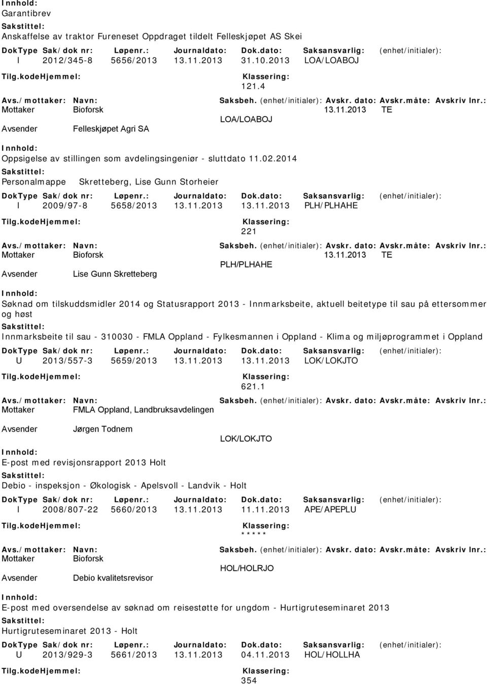 2014 Personalmappe Skretteberg, Lise Gunn Storheier I 2009/97-8 5658/2013 13.11.