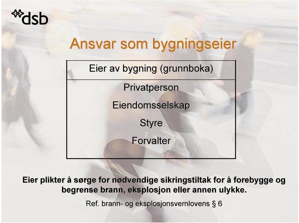 sørge for nødvendige sikringstiltak for å forebygge ge og