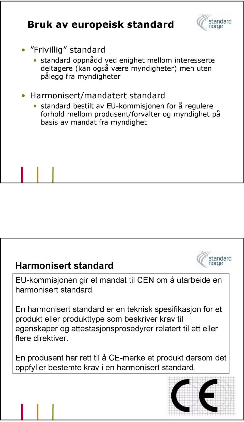 standard EU-kommisjonen gir et mandat til CEN om å utarbeide en harmonisert standard.