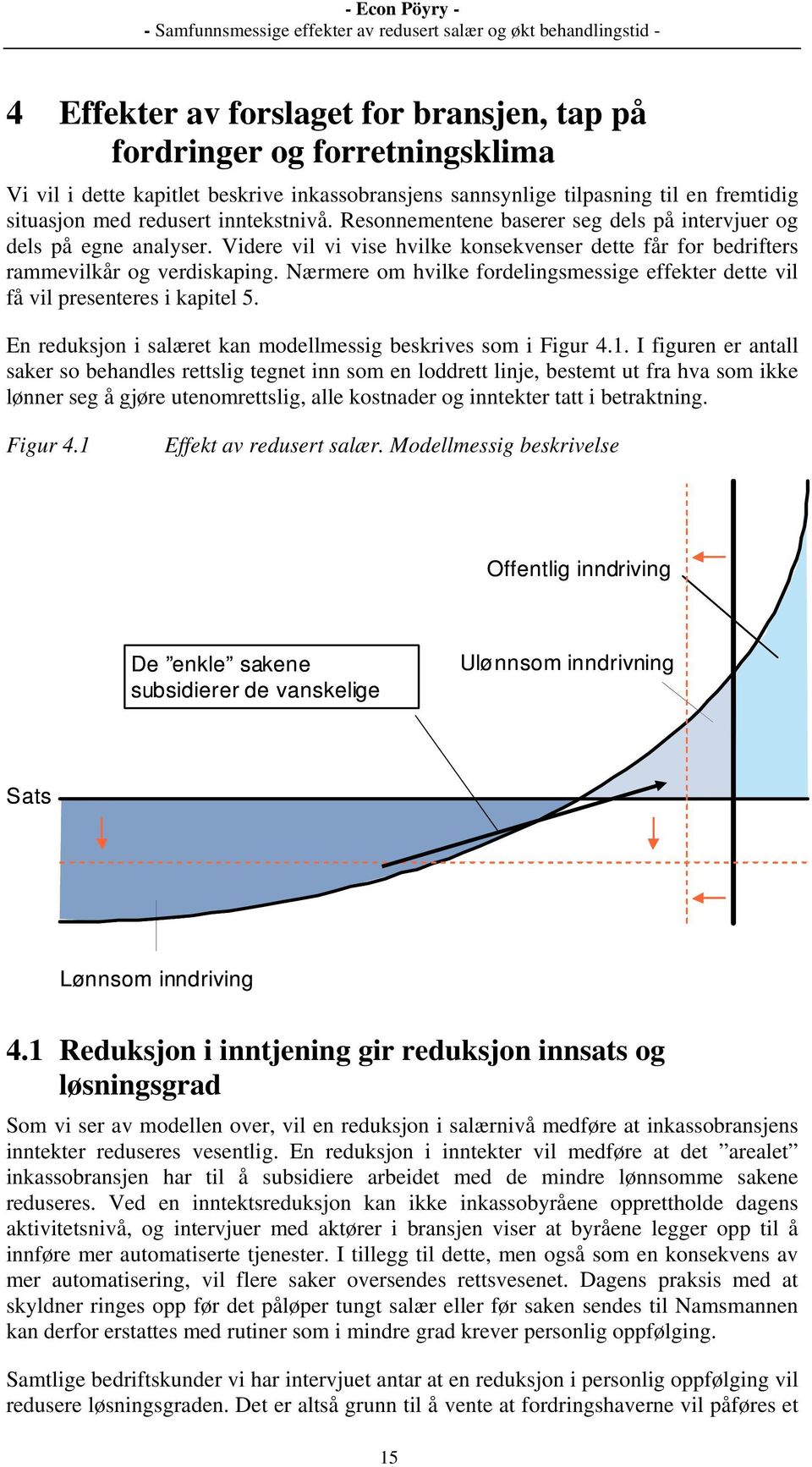 Nærmere om hvilke fordelingsmessige effekter dette vil få vil presenteres i kapitel 5. En reduksjon i salæret kan modellmessig beskrives som i Figur 4.1.