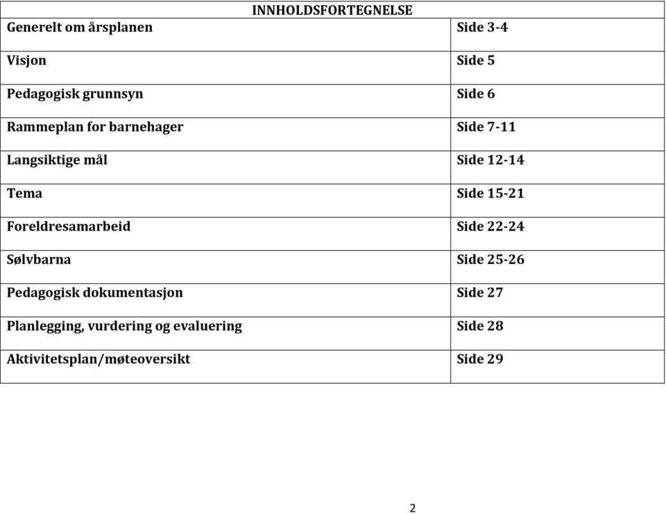 Side 15-21 Foreldresamarbeid Side 22-24 Sølvbarna Side 25-26 Pedagogisk