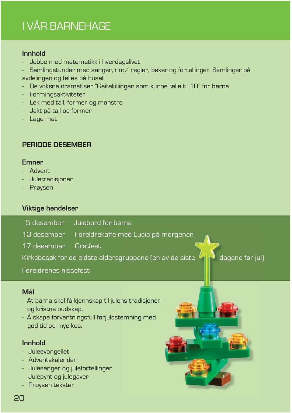 Lage mat PERIODE DESEMBER Emner - Advent - Juletradisjoner - Prøysen Viktige hendelser 5 desember Julebord for barna 13 desember Foreldrekaffe med Lucia på morgenen 17 desember Grøtfest Kirkebesøk