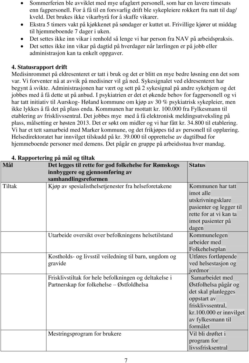 Det settes ikke inn vikar i renhold så lenge vi har person fra NAV på arbeidspraksis.