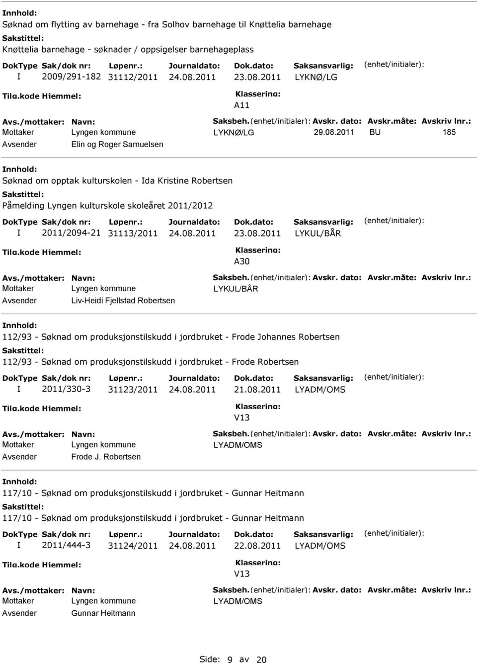 Fjellstad Robertsen 112/93 - Søknad om produksjonstilskudd i jordbruket - Frode Johannes Robertsen 112/93 - Søknad om produksjonstilskudd i jordbruket - Frode Robertsen 2011/330-3 31123/2011 21.08.