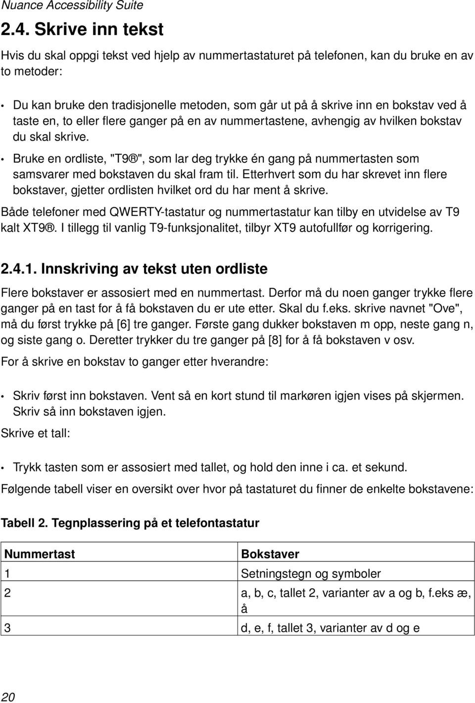 Bruke en ordliste, "T9 ", som lar deg trykke én gang på nummertasten som samsvarer med bokstaven du skal fram til.