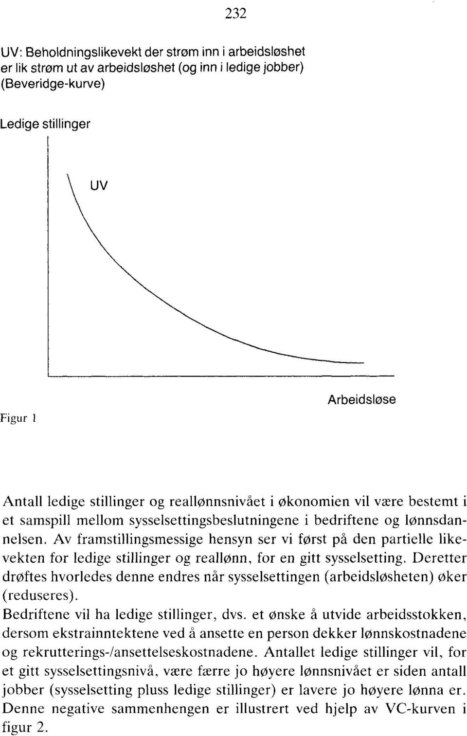 Av framstillingsmessige hensyn ser vi først på den partielle likevekten for ledige stillinger og reallønn, for en gitt sysselsetting.