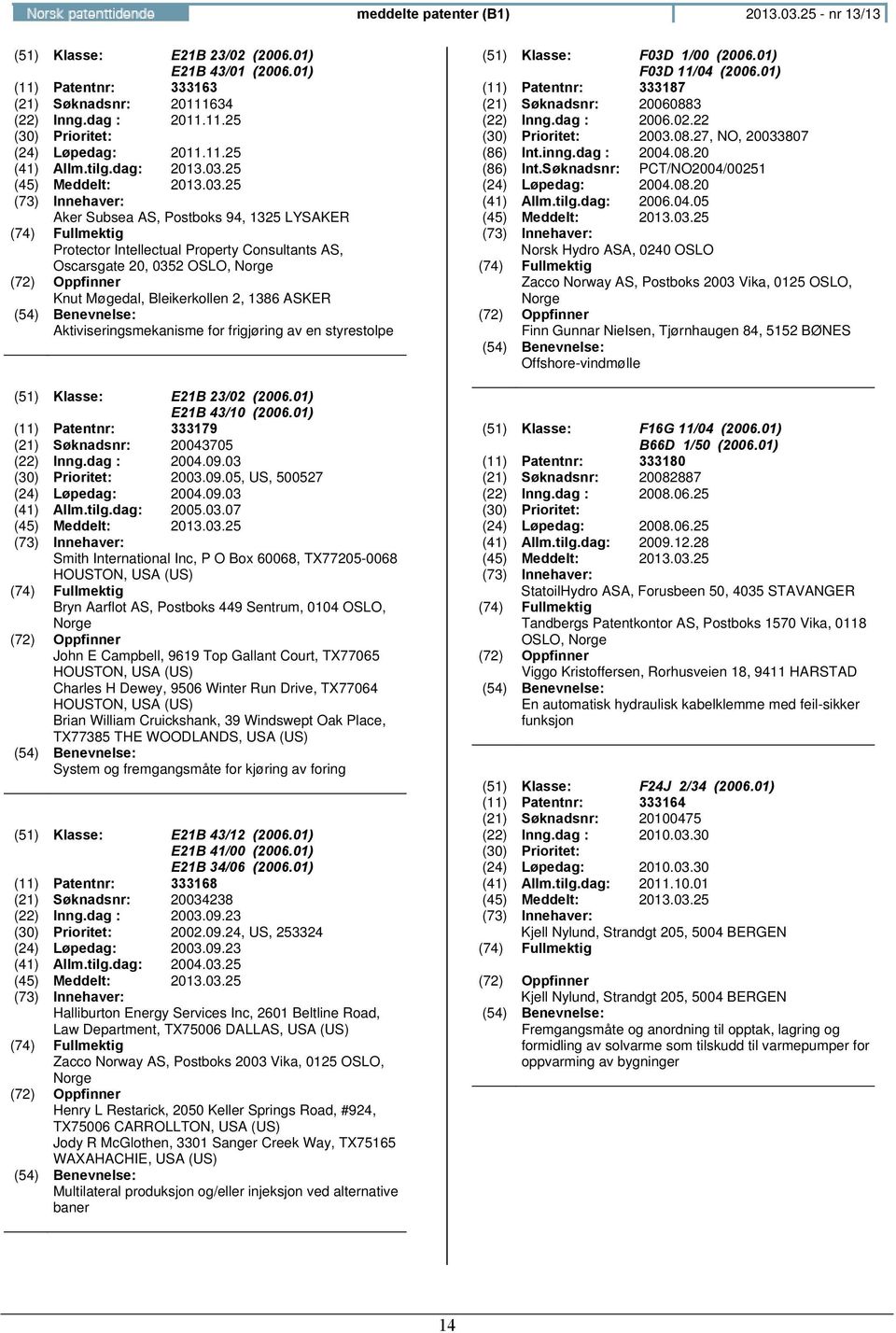 25 Aker Subsea AS, Postboks 94, 1325 LYSAKER Protector Intellectual Property Consultants AS, Oscarsgate 20, 0352 OSLO, Knut Møgedal, Bleikerkollen 2, 1386 ASKER Aktiviseringsmekanisme for frigjøring