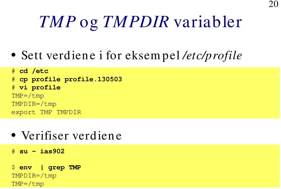 130503 # vi profile TMP=/tmp TMPDIR=/tmp export TMP