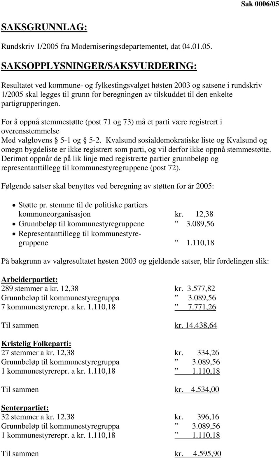 fra Moderniseringsdepartementet, dat 04.01.05.