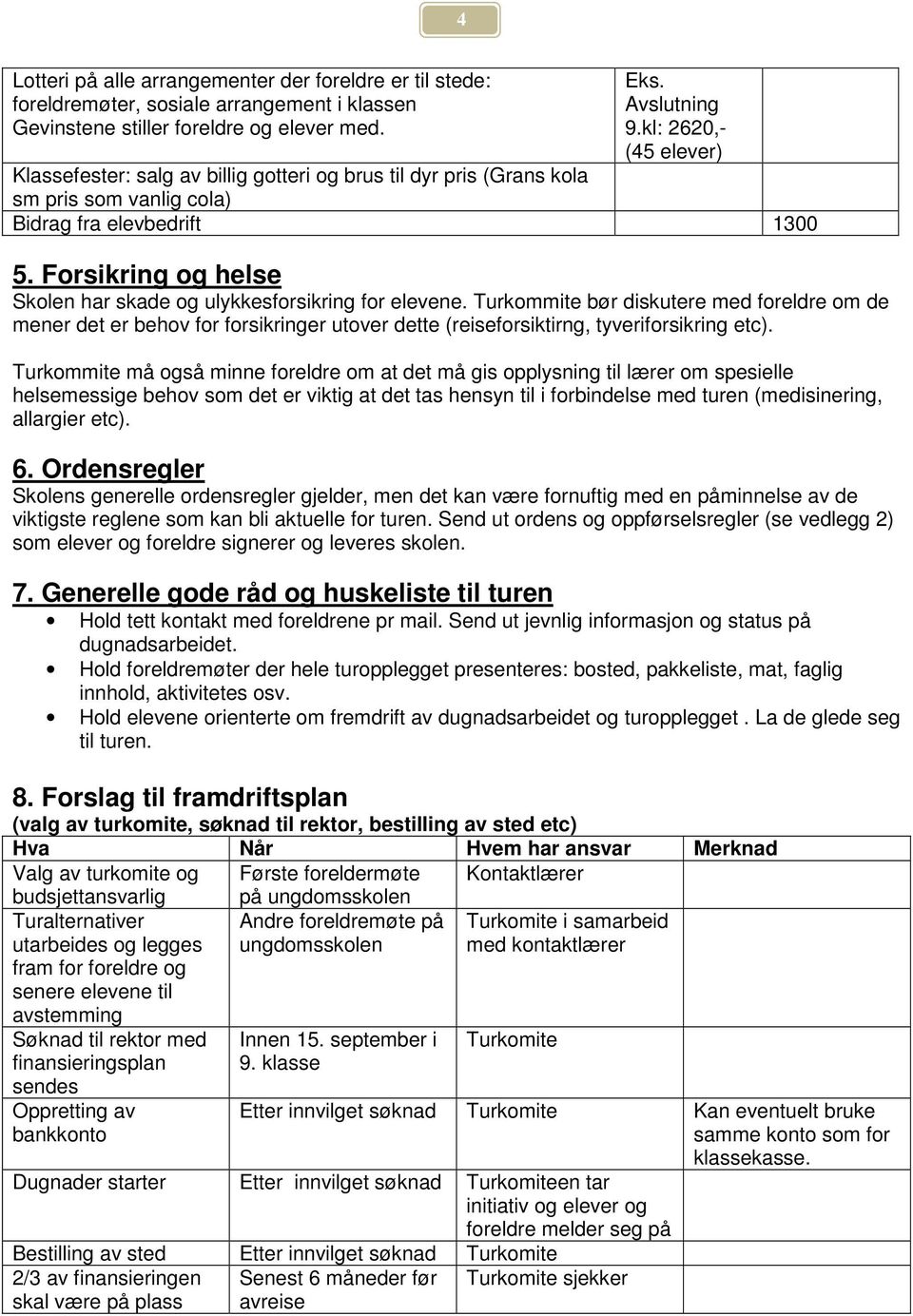 Forsikring og helse Skolen har skade og ulykkesforsikring for elevene.