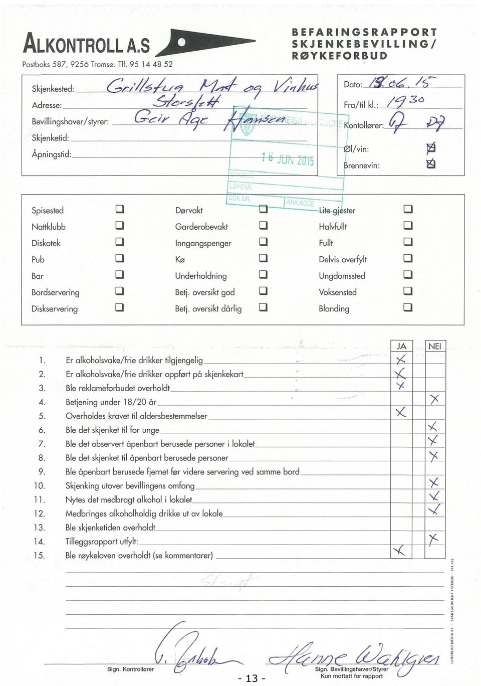 -w Skjenketid: Åpningstid: Spisested Nattklubb,, D Dørvakt 12 ----Litegjester U U Garderobevakt U Halvfullt D Diskotek 1:1 Inngangspenger U Fullt lj Pub U Kø 1:1 Delvisoverfylt U Bar Li Underholdning