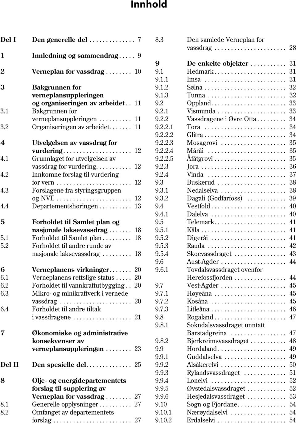 ....................... 32 og organiseringen av arbeidet.. 11 9.2 Oppland....................... 33 3.1 Bakgrunnen for 9.2.1 Vismunda..................... 33 verneplansuppleringen.......... 11 9.2.2 Vassdragene i Øvre Otta.