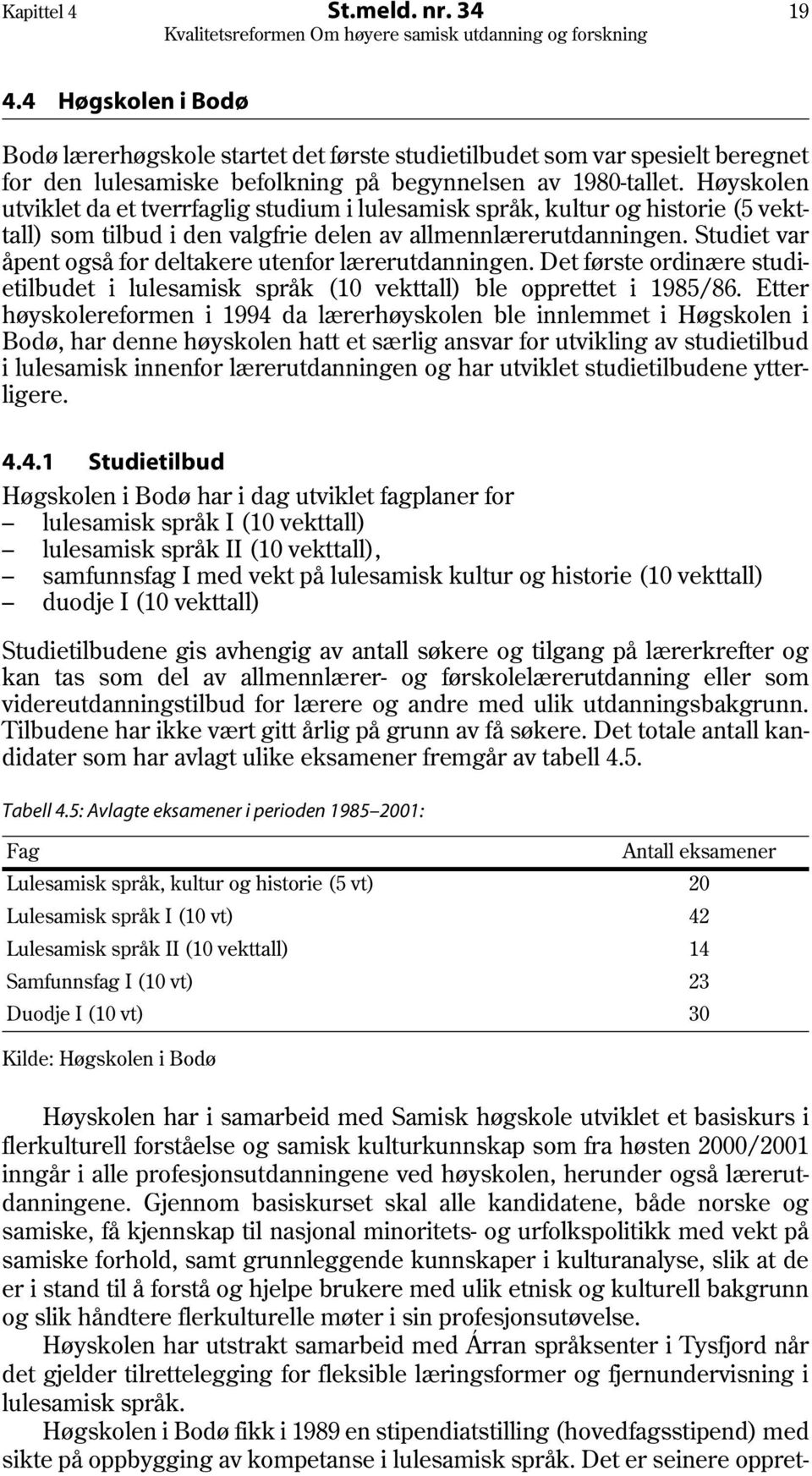 Studiet var åpent også for deltakere utenfor lærerutdanningen. Det første ordinære studietilbudet i lulesamisk språk (10 vekttall) ble opprettet i 1985/86.