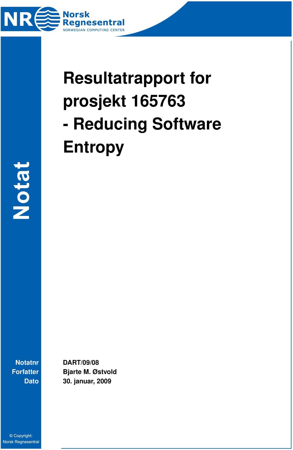 Entropy Notatnr DART/09/08
