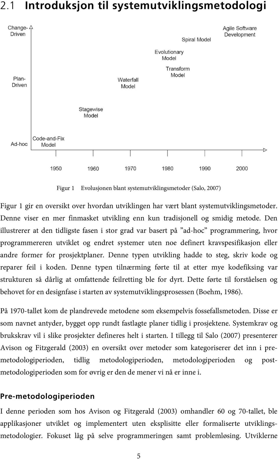 Den illustrerer at den tidligste fasen i stor grad var basert på ad-hoc programmering, hvor programmereren utviklet og endret systemer uten noe definert kravspesifikasjon eller andre former for