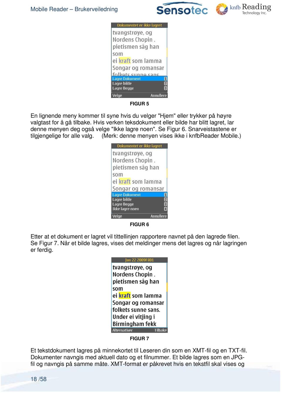 (Merk: denne menyen vises ikke i knfbreader Mobile.) FIGUR 6 Etter at et dokument er lagret vil tittellinjen rapportere navnet på den lagrede filen. Se Figur 7.