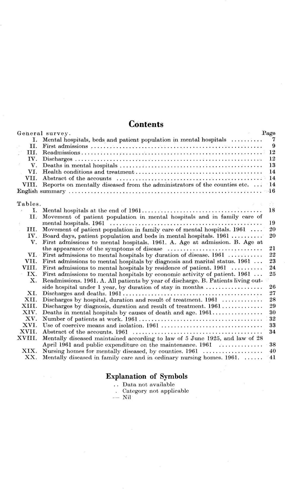 of 1961 18 II Movement of patient population in mental hospitals and in family care of mental hospitals 1961 19 III Movement of patient population in family care of mental hospitals 1961 20 IV Board