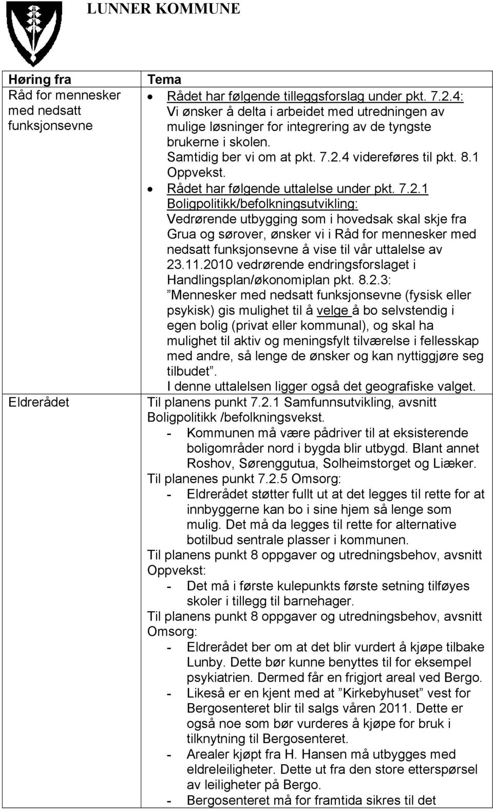 Rådet har følgende uttalelse under pkt. 7.2.