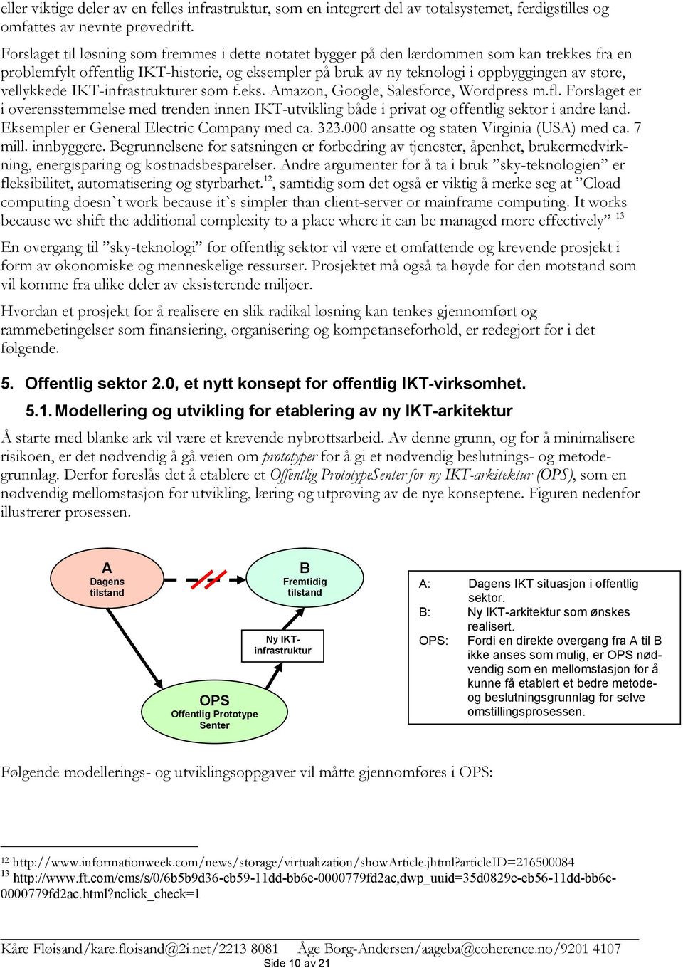 vellykkede IKT-infrastrukturer som f.eks. Amazon, Google, Salesforce, Wordpress m.fl. Forslaget er i overensstemmelse med trenden innen IKT-utvikling både i privat og offentlig sektor i andre land.