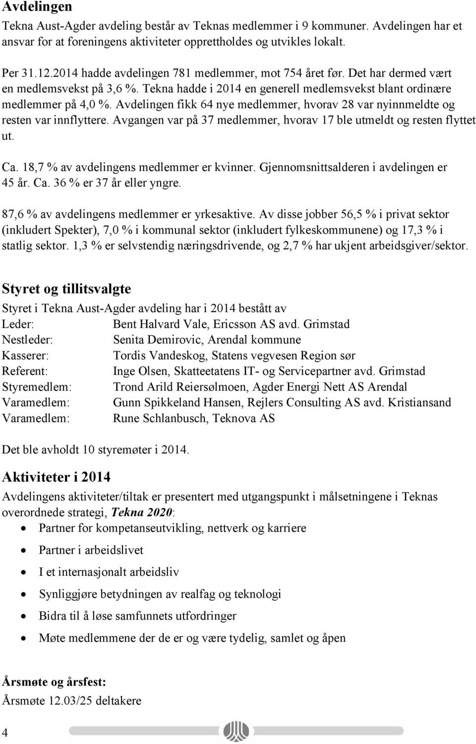 Avdelingen fikk 64 nye medlemmer, hvorav 28 var nyinnmeldte og resten var innflyttere. Avgangen var på 37 medlemmer, hvorav 17 ble utmeldt og resten flyttet ut. Ca.