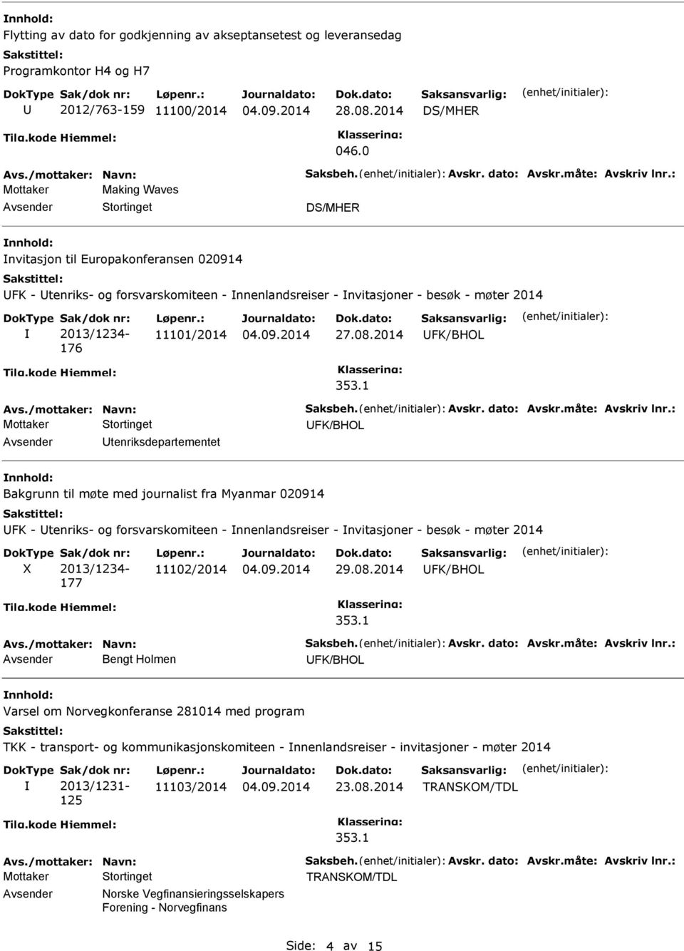 2014 Avs./mottaker: Navn: Saksbeh. Avskr. dato: Avskr.måte: Avskriv lnr.