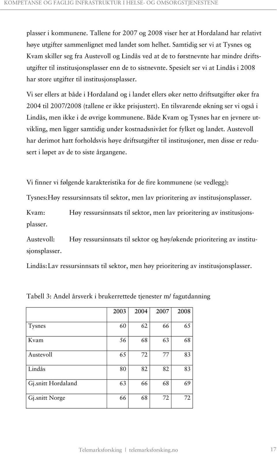 Spesielt ser vi at Lindås i 2008 har store utgifter til institusjonsplasser.