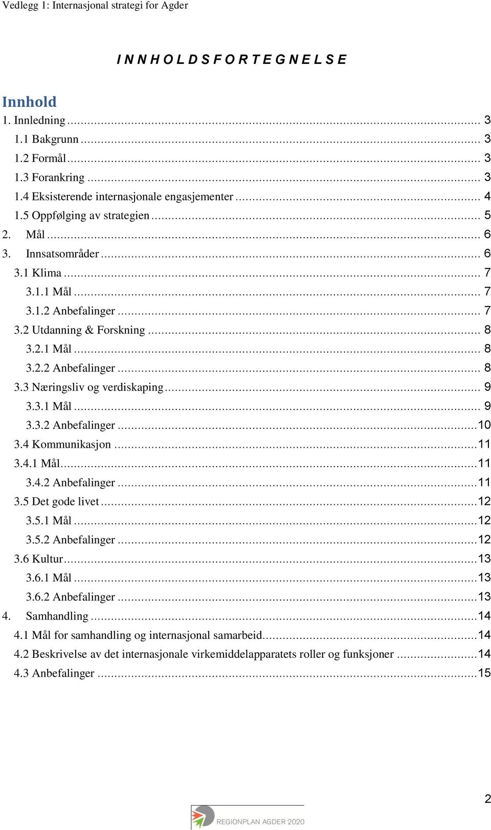 3.1 Mål... 9 3.3.2 Anbefalinger...10 3.4 Kommunikasjon...11 3.4.1 Mål...11 3.4.2 Anbefalinger...11 3.5 Det gode livet...12 3.5.1 Mål...12 3.5.2 Anbefalinger...12 3.6 Kultur...13 3.6.1 Mål...13 3.6.2 Anbefalinger...13 4.