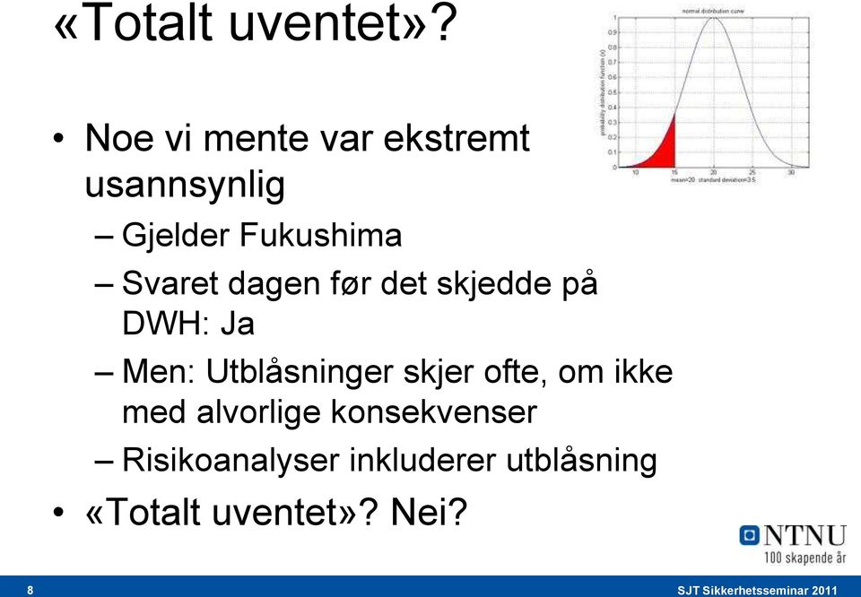 Svaret dagen før det skjedde på DWH: Ja Men: Utblåsninger