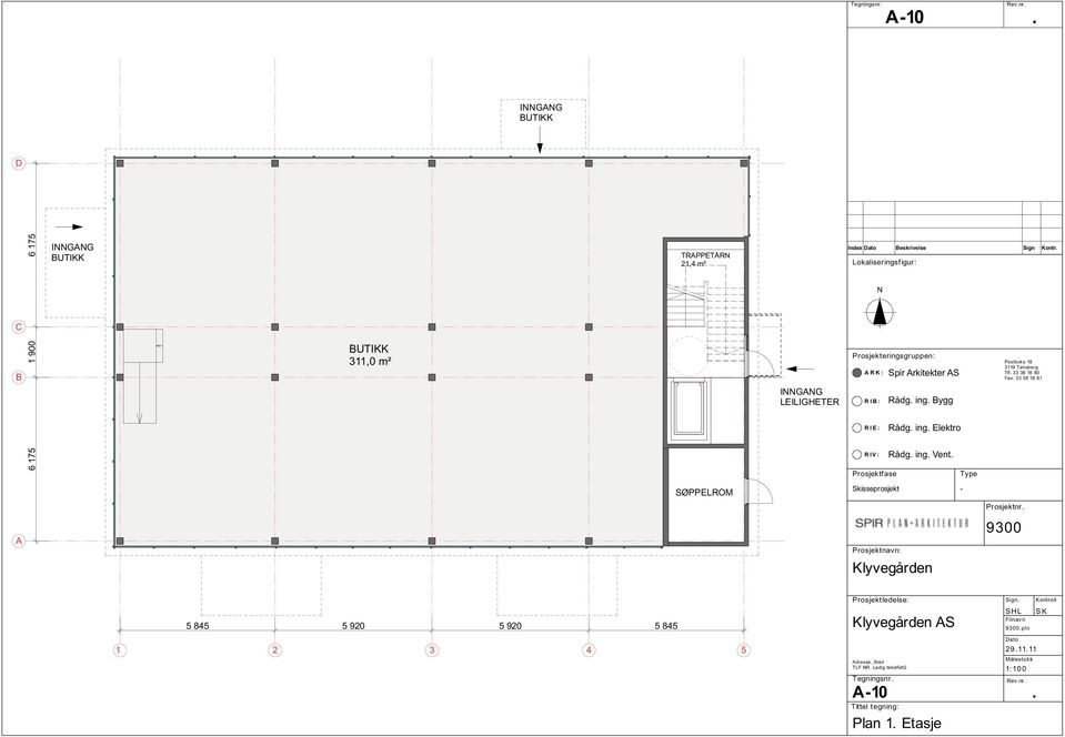 Fax 33 38 18 81 Rådg ing Bygg Rådg ing Elektro Rådg ing Vent SØPPELROM Prosjektnr A