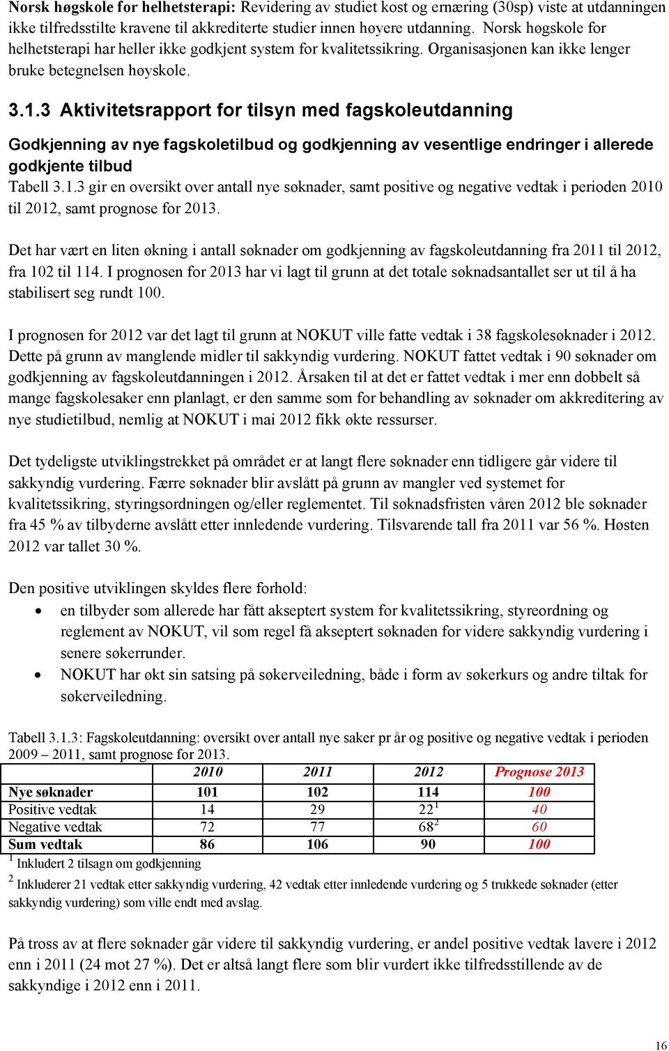 3 Aktivitetsrapport for tilsyn med fagskoleutdanning Godkjenning av nye fagskoletilbud og godkjenning av vesentlige endringer i allerede godkjente tilbud Tabell 3.1.