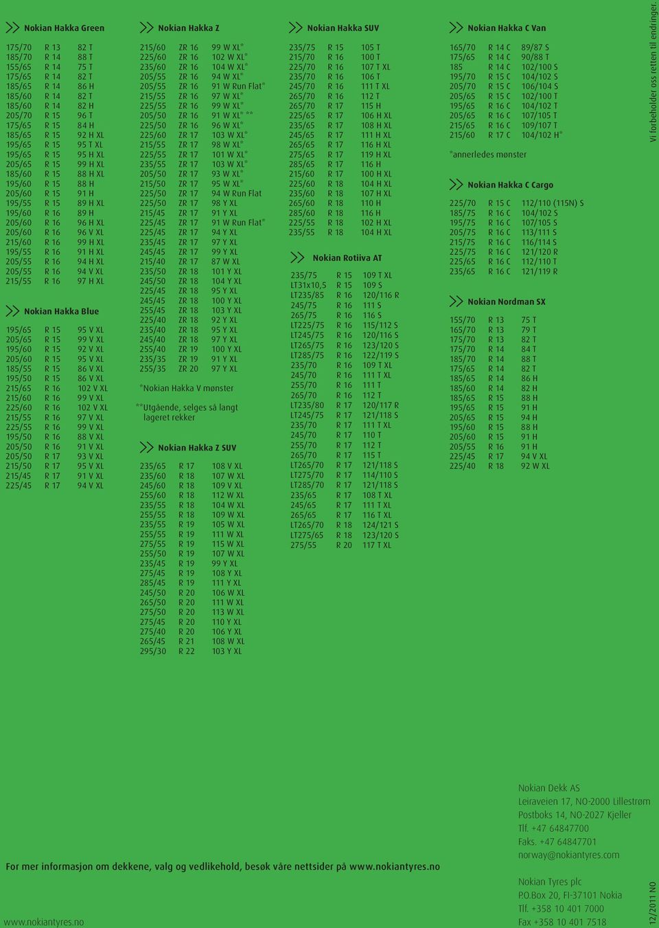 H XL 195/55 R 16 91 H XL 205/55 R 16 94 H XL 205/55 R 16 94 V XL 215/55 R 16 97 H XL Nokian Hakka Blue 195/65 R 15 95 V XL 205/65 R 15 99 V XL 195/60 R 15 92 V XL 205/60 R 15 95 V XL 185/55 R 15 86 V