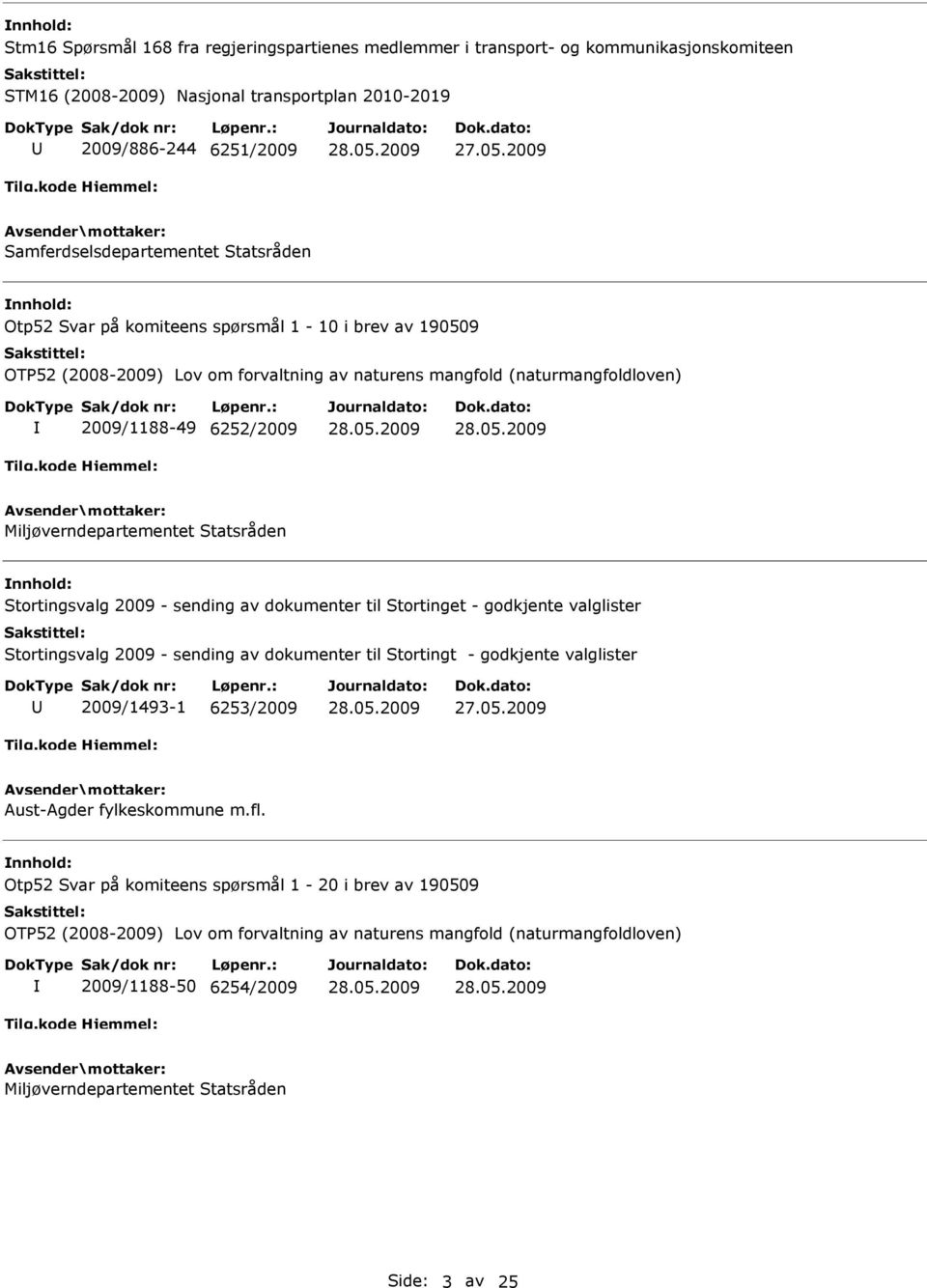 Statsråden Stortingsvalg 2009 - sending av dokumenter til Stortinget - godkjente valglister Stortingsvalg 2009 - sending av dokumenter til Stortingt - godkjente valglister 2009/1493-1 6253/2009