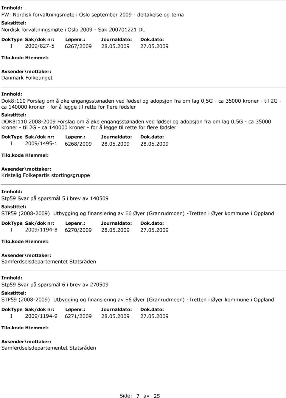 fødsel og adopsjon fra om lag 0,5G - ca 35000 kroner - til 2G - ca 140000 kroner - for å legge til rette for flere fødsler 2009/1495-1 6268/2009 Kristelig Folkepartis stortingsgruppe Stp59 Svar på