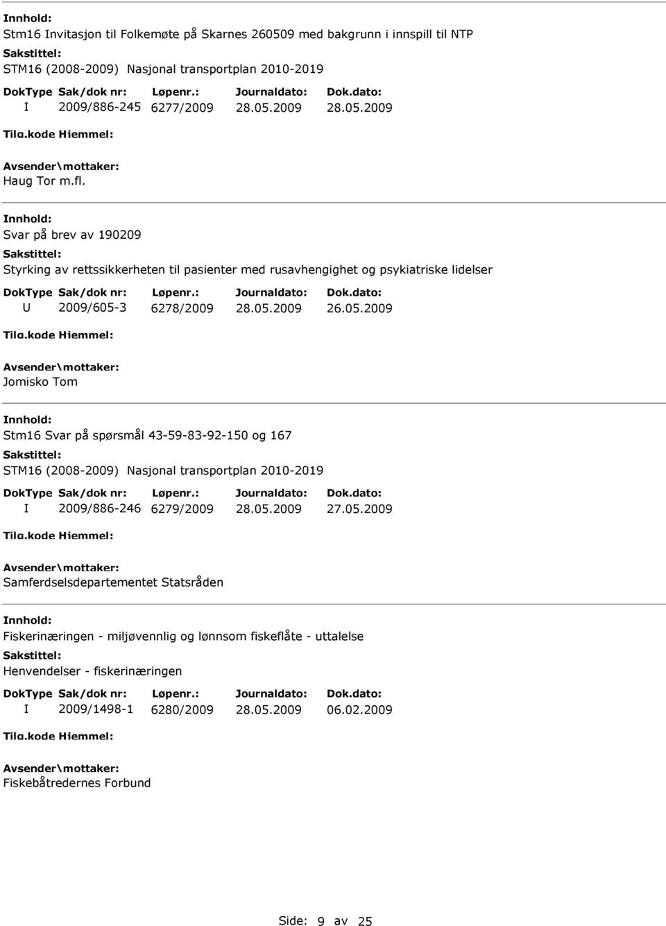 Svar på brev av 190209 Styrking av rettssikkerheten til pasienter med rusavhengighet og psykiatriske lidelser 2009/605-3 6278/2009 Jomisko Tom Stm16 Svar på