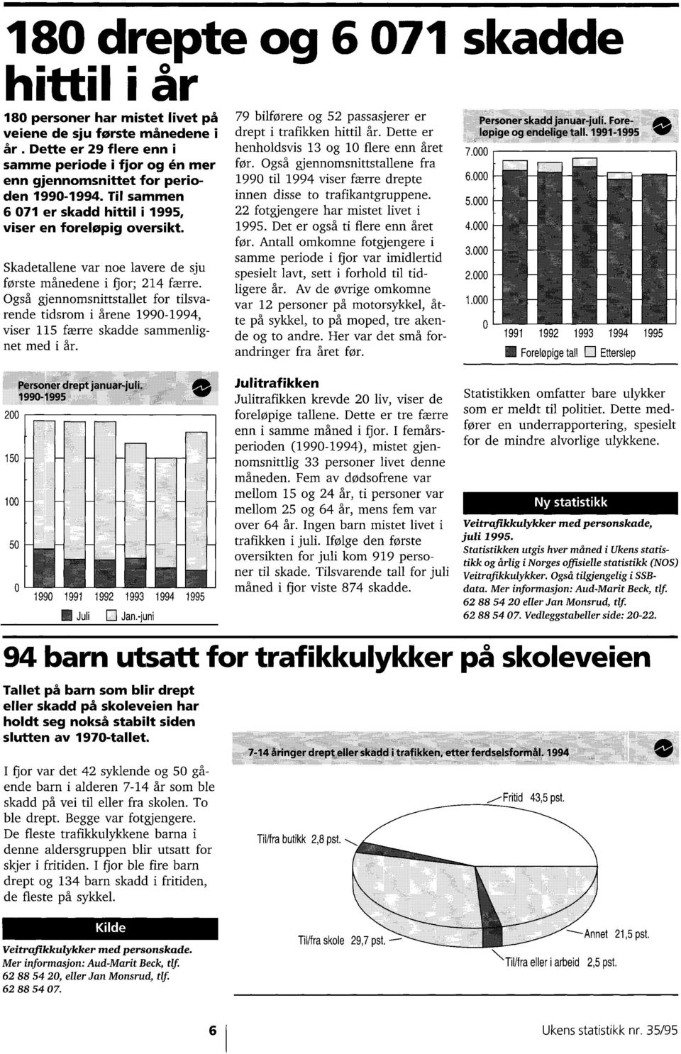 1990-1994, viser 115 færre skadde sammenlignet med i år 79 bilførere og 52 passasjerer er drept i trafikken hittil år Dette er henholdsvis 13 og 10 flere enn året fa Også gjennomsnittstallene fra