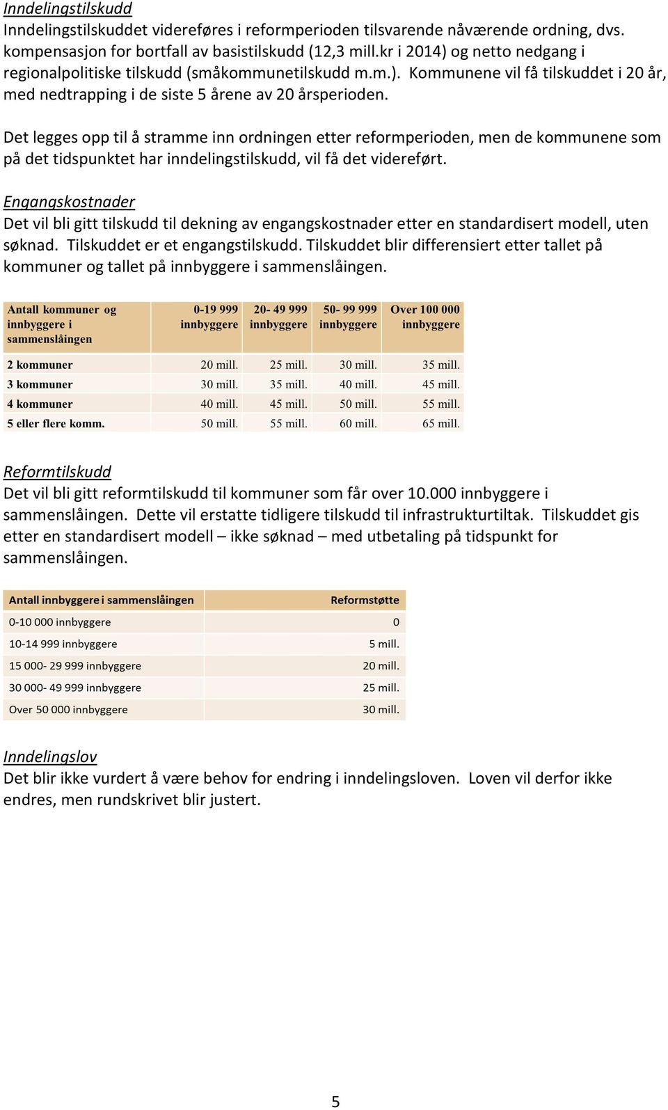 Det legges opp til å stramme inn ordningen etter reformperioden, men de kommunene som på det tidspunktet har inndelingstilskudd, vil få det videreført.