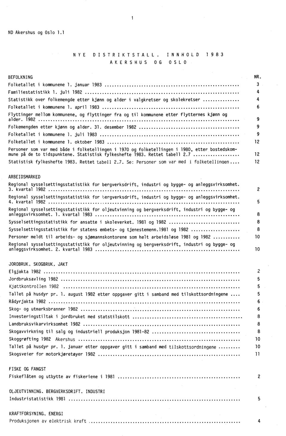 april 1983 6 Flyttinger mellom kommunene, og flyttinger fra og til kommunene etter flytternes kjønn og alder. 1982 9 Folkemengden etter kjønn og alder. 31. desember 1982 9 Folketallet i kommunene 1.