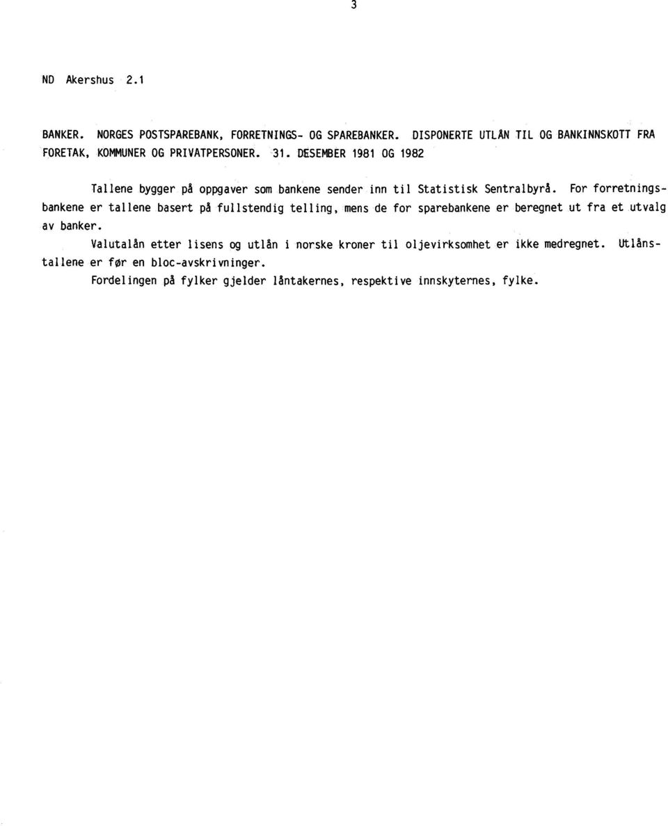 DESEMBER 1981 OG 1982 Tallene bygger på oppgaver som bankene sender inn til Statistisk Sentralbyrå.