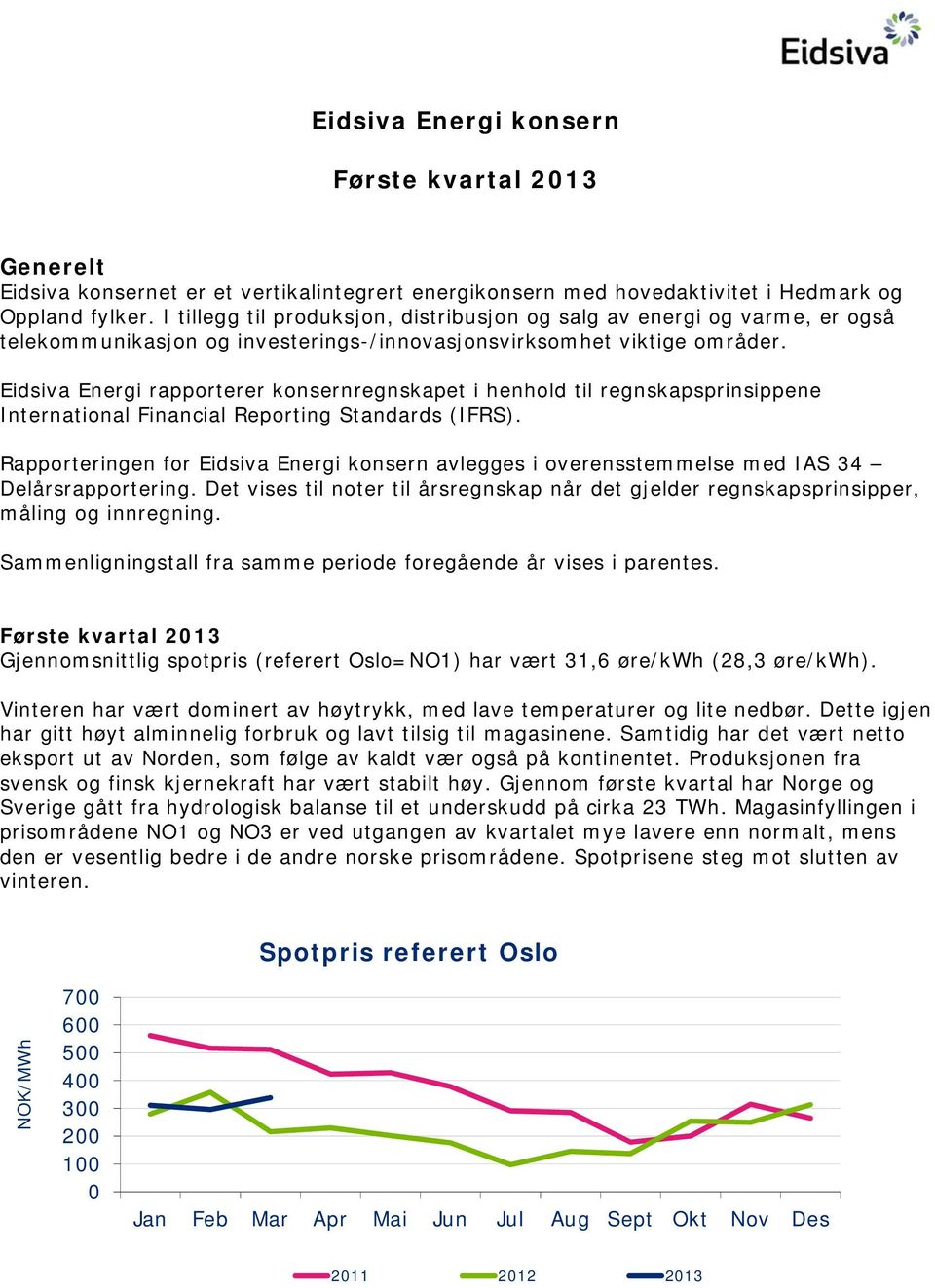 Eidsiva Energi rapporterer konsernregnskapet i henhold til regnskapsprinsippene International Financial Reporting Standards (IFRS).