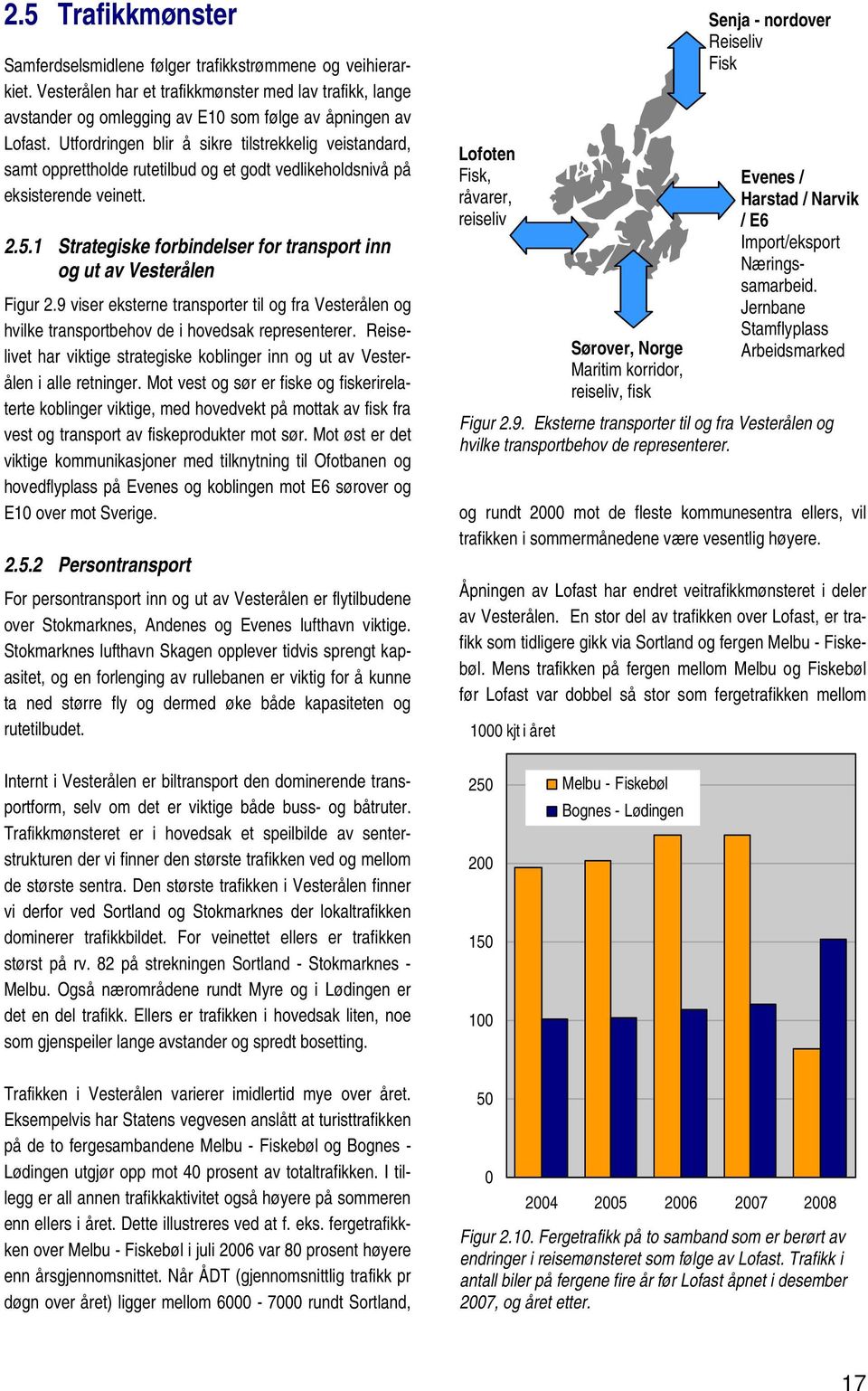 1 Strategiske forbindelser for transport inn og ut av Vesterålen Figur 2.9 viser eksterne transporter til og fra Vesterålen og hvilke transportbehov de i hovedsak representerer.