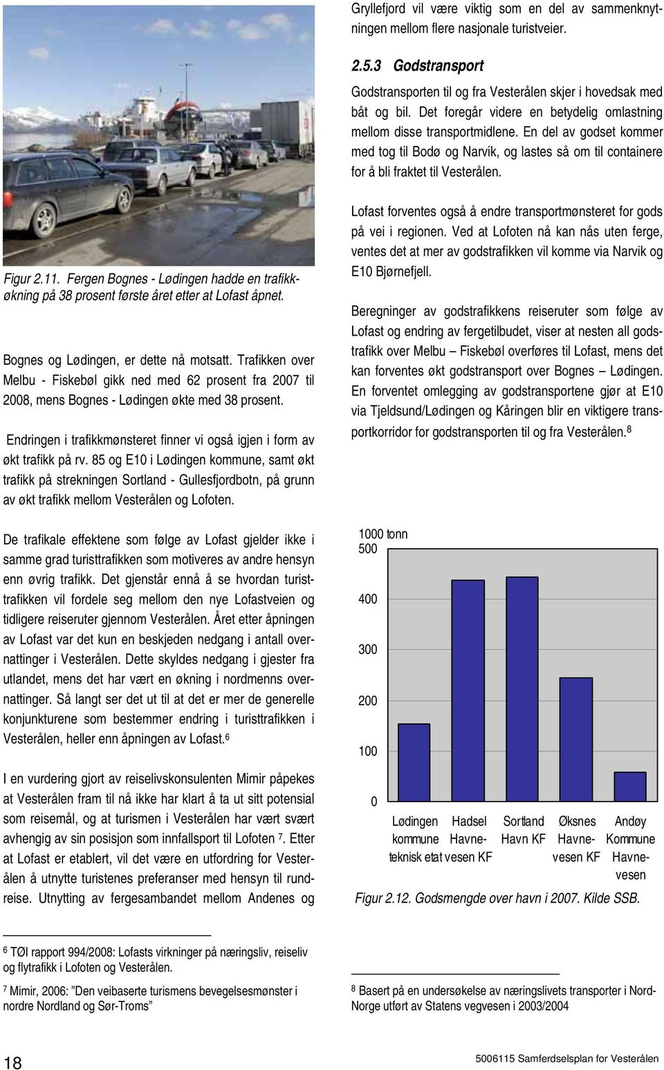 11. Fergen Bognes - Lødingen hadde en trafikkøkning på 38 prosent første året etter at Lofast åpnet. Bognes og Lødingen, er dette nå motsatt.